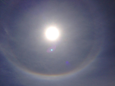 Adding one more shot that shows double 22 degree halo a little better. I wonder if there are two separate layers of ice crystals?