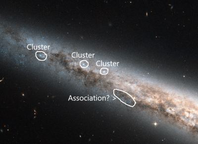 Clusters and an association in NGC 4565 Hubble.png