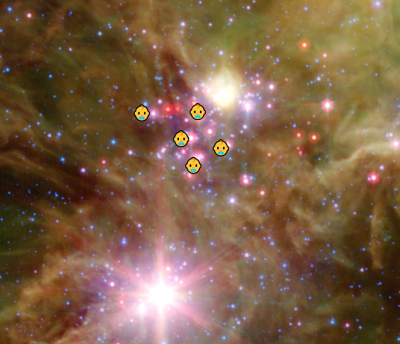 Star babies in NGC 2264 NASA JPL Caltech P S Teixeira.png